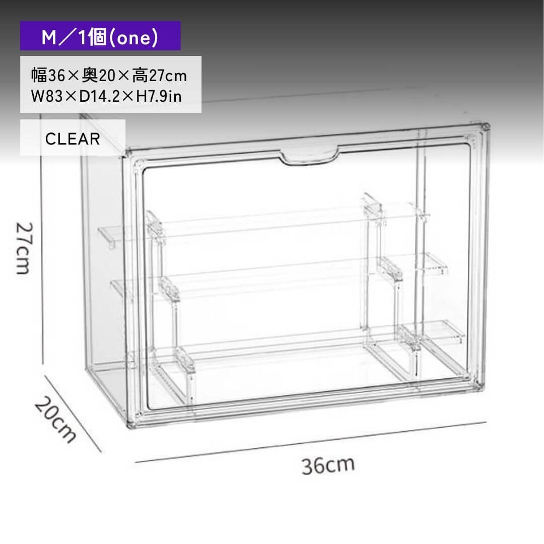 Boîte en acrylique avec porte magnétique et support à plusieurs niveaux