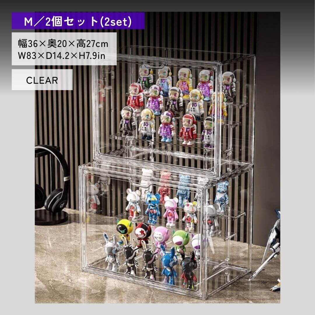 Boîte en acrylique avec porte magnétique et support à plusieurs niveaux