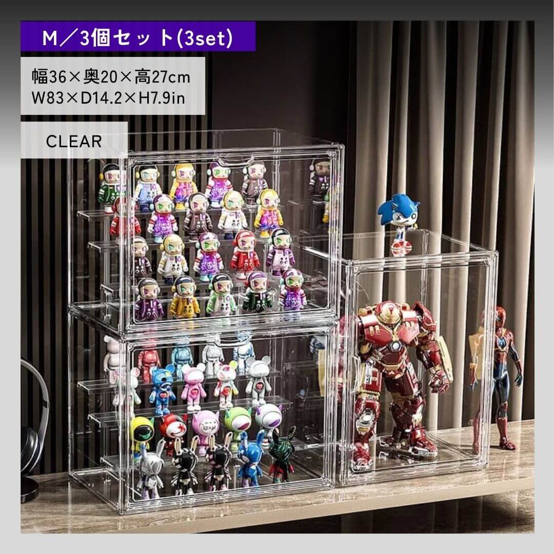 Boîte en acrylique avec porte magnétique et support à plusieurs niveaux