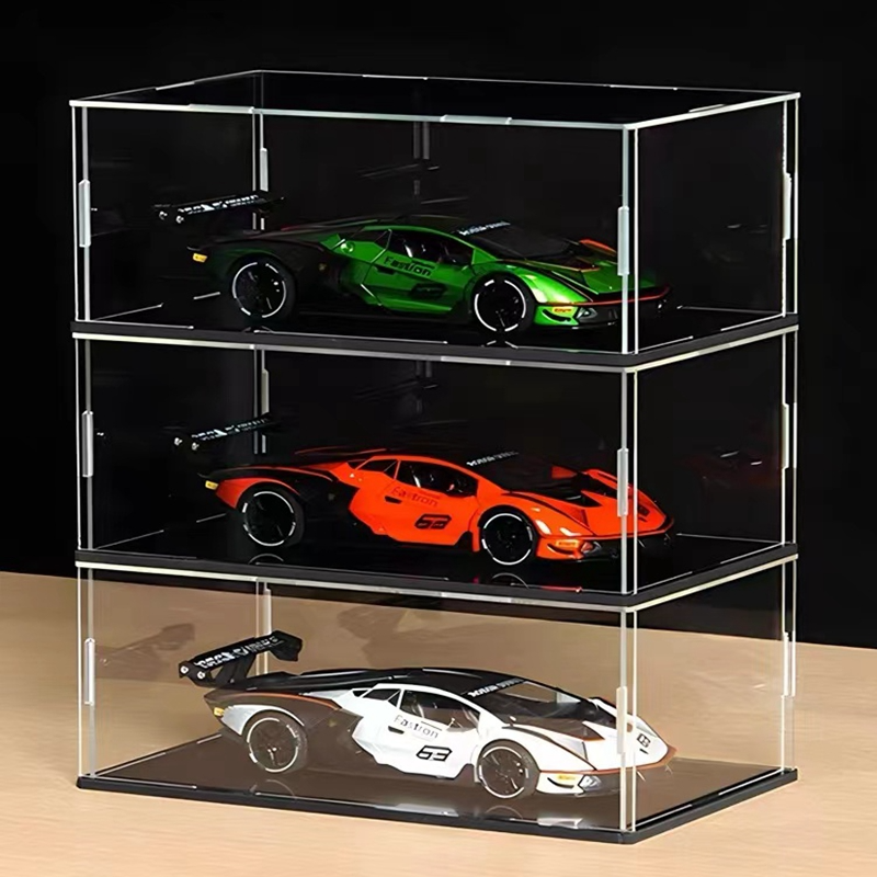 Boîte de présentation en acrylique transparent avec plaque de fond