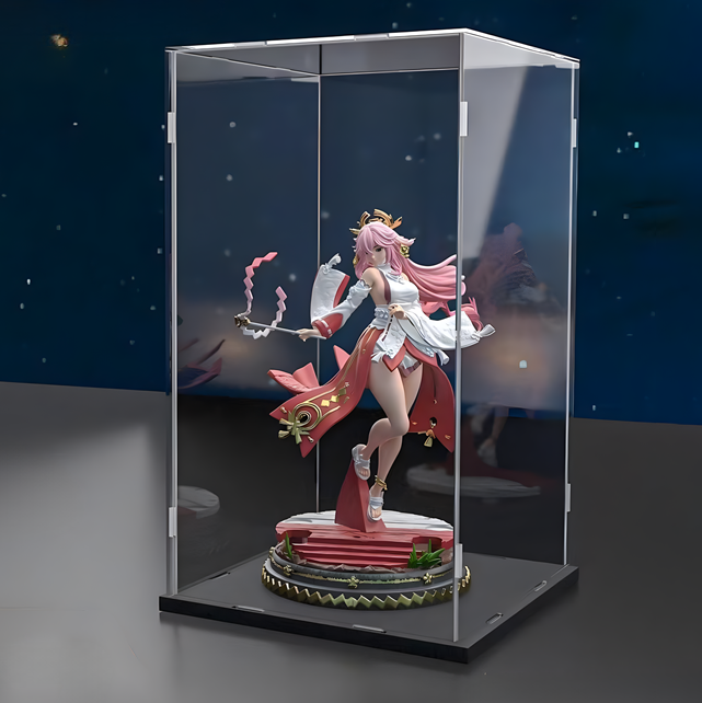 Boîte de présentation en acrylique transparent avec plaque de fond