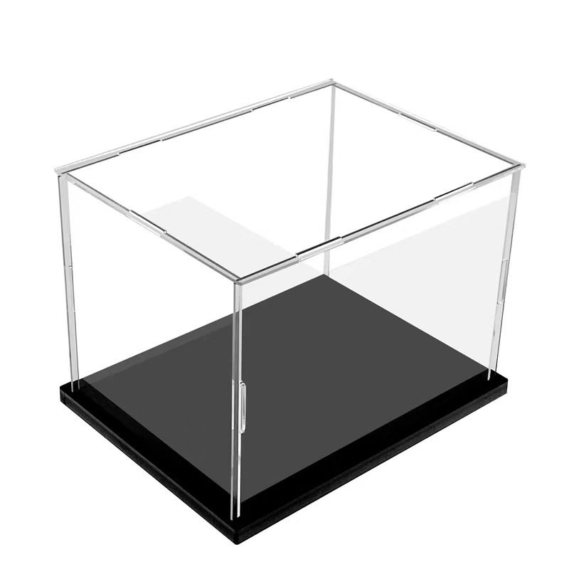 Boîte de présentation en acrylique transparent avec plaque de fond