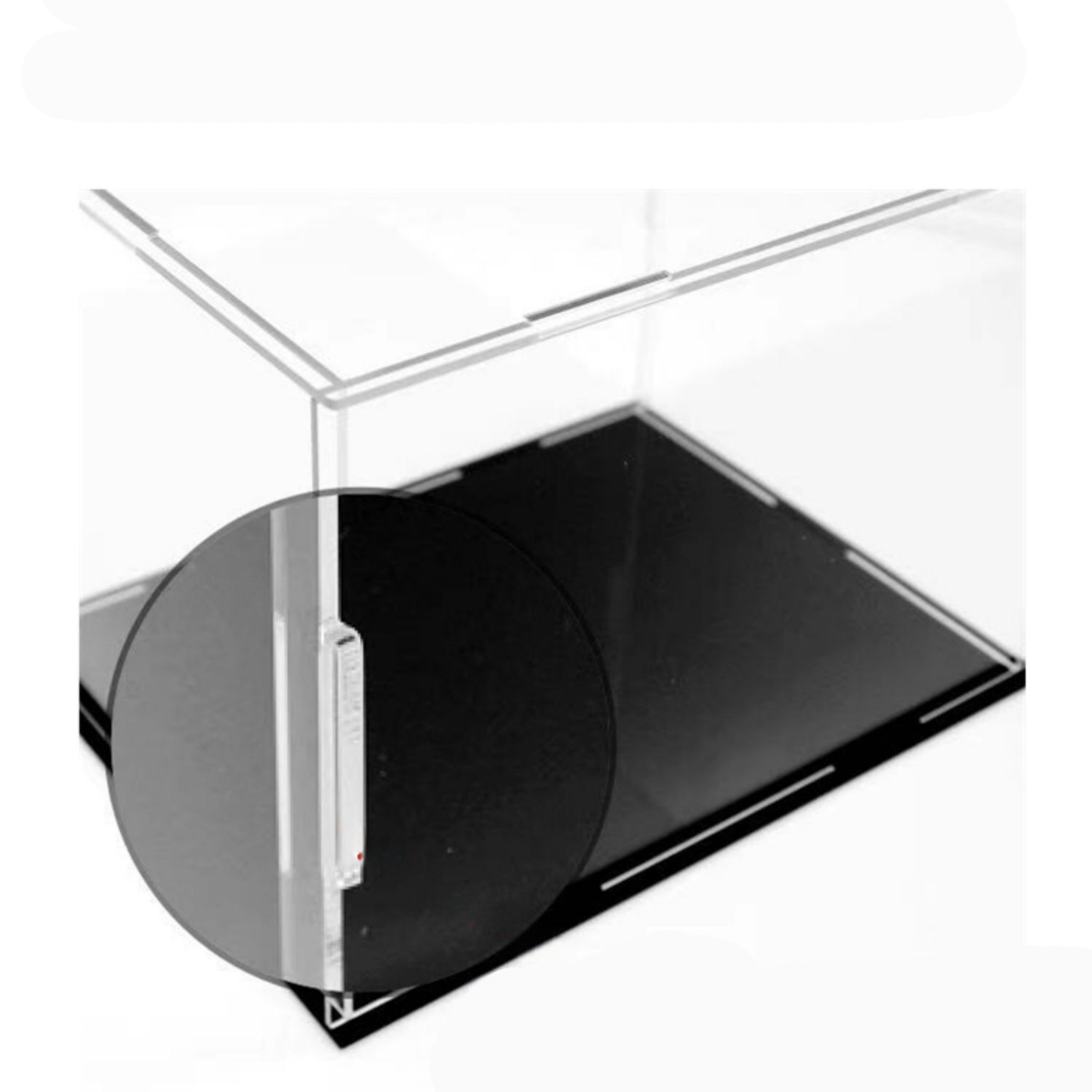 Boîte de présentation en acrylique transparent avec plaque de fond