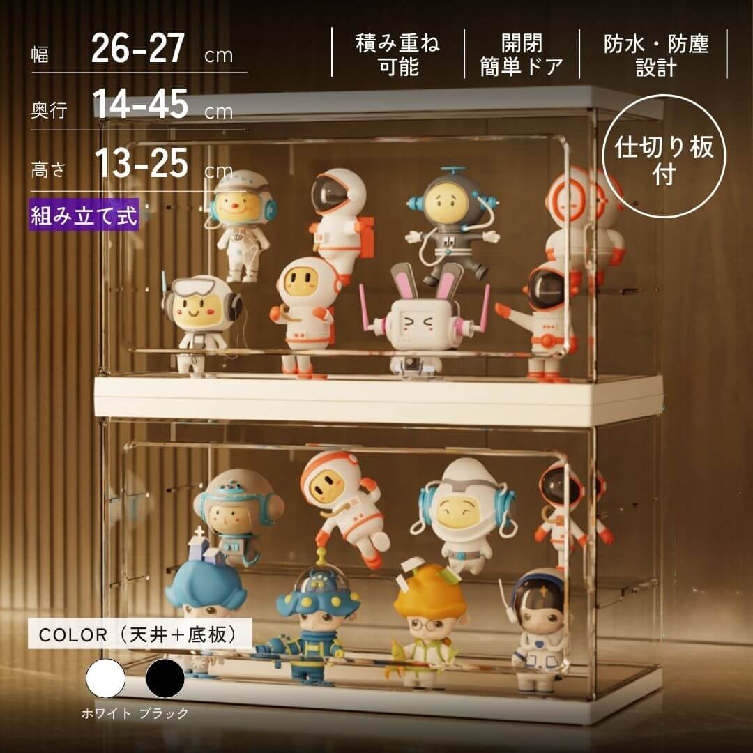 Vitrine avec séparateurs et portes
