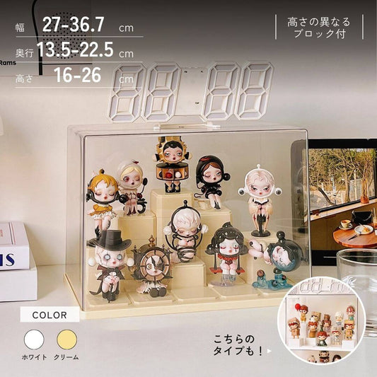 Vitrine transparente avec blocs