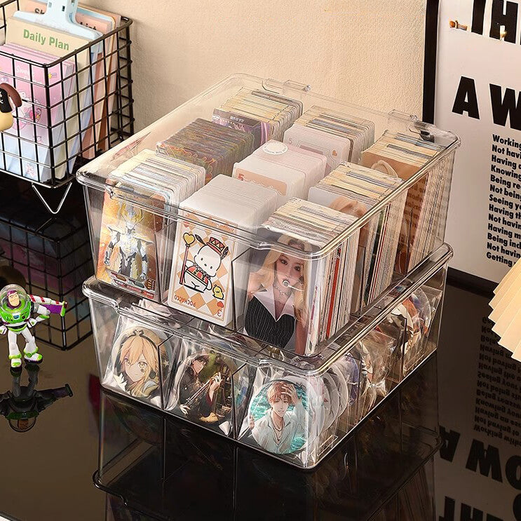 Boîte de rangement transparente pour cartes avec séparateurs