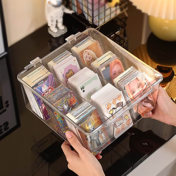 Boîte de rangement transparente pour cartes avec séparateurs