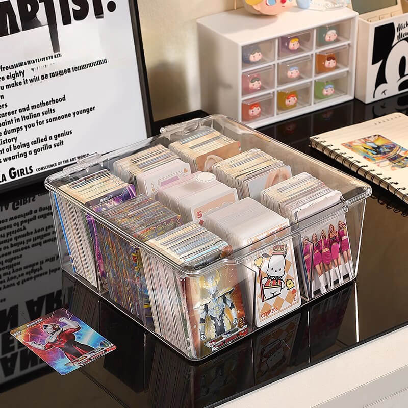 Boîte de rangement transparente pour cartes avec séparateurs