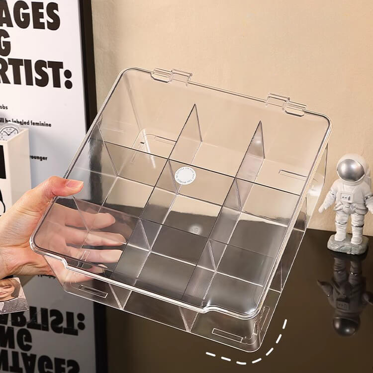 Boîte de rangement transparente pour cartes avec séparateurs