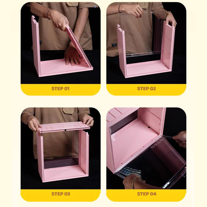 Boîte de présentation colorée avec porte magnétique