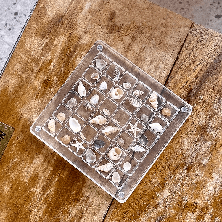 Boîte de présentation en acrylique coquillage