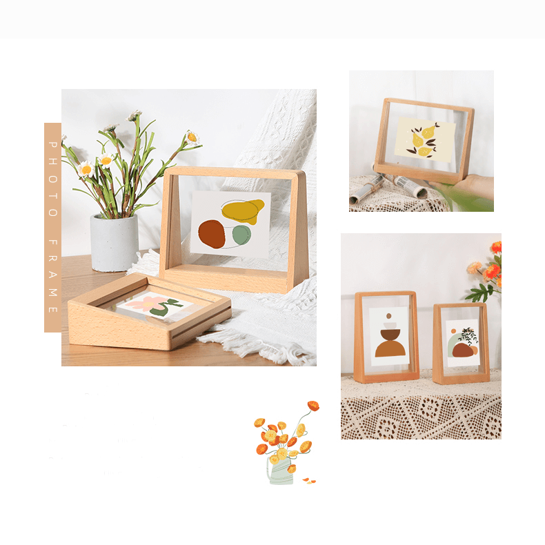 Cadre photo design horizontal en bois