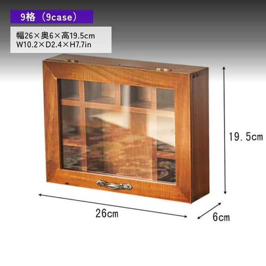 開閉扉付きヴィンテージウッドディスプレイケース