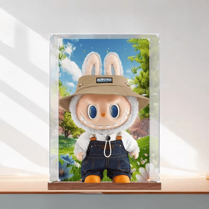 Grande vitrine à figurines avec piédestal (avec fond)