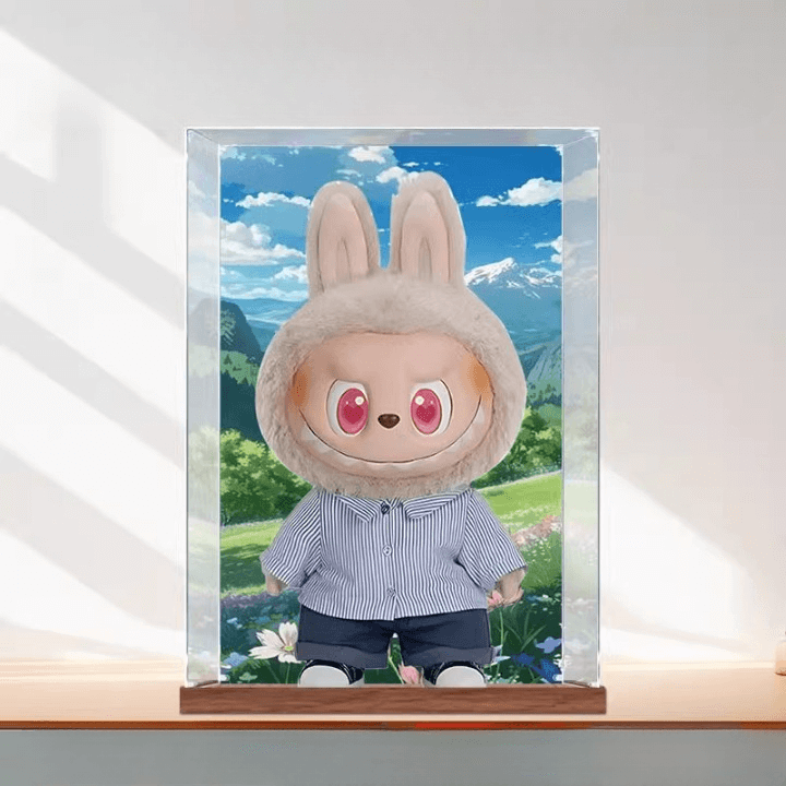 Grande vitrine à figurines avec piédestal (avec fond)