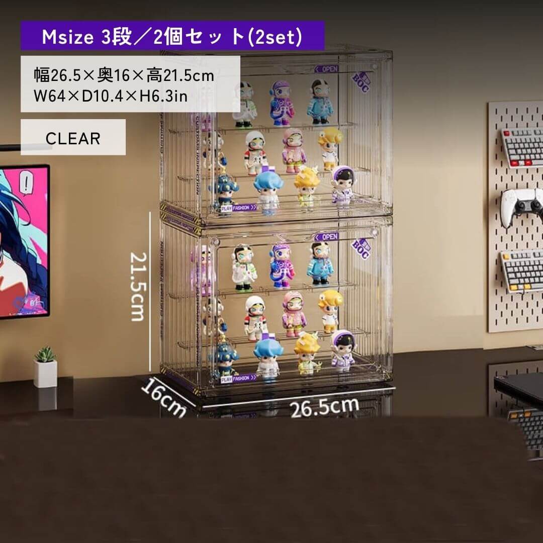 Large capacity acrylic figure case with lid