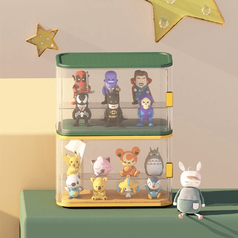 開閉扉付きビビットカラーミニフィギュアケース［壁掛け・立てかけ兼用］