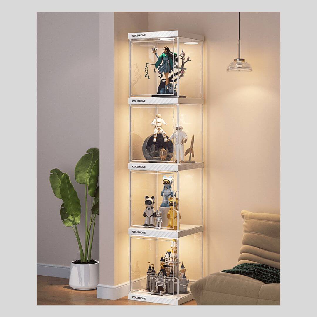 Large figure display box with remote control lighting
