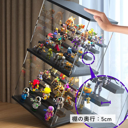 LED照明付きブラックディスプレイステージケース